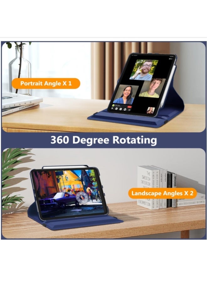 لـ [Redmi Pad Pro 12.1-Inch / Pad 2 Pro 12.1-Inch] [Xiaomi POCO Pad 12.1-Inch] غطاء الحالة ، وقف زاوية متعددة + 360 قوس دوار + غطاء واقي رقيق جلدي مقاوم للصدمات ، أزرق - Image 4